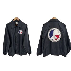 Vintage Auburn Sportswear Coach Jacket Black Johnson Space Center USA  Size L
